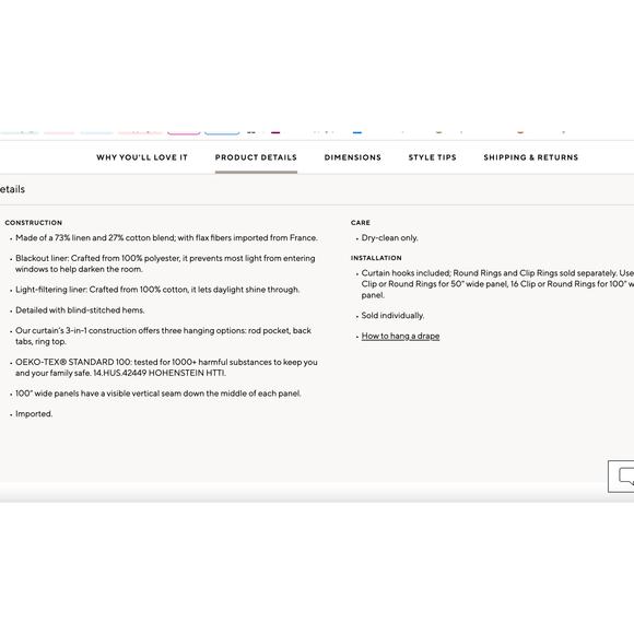 Pottery Barn Emery Linen Curtains 50" W x 84" L Light Filtering Pair 2 Ivory - Picture 13 of 13